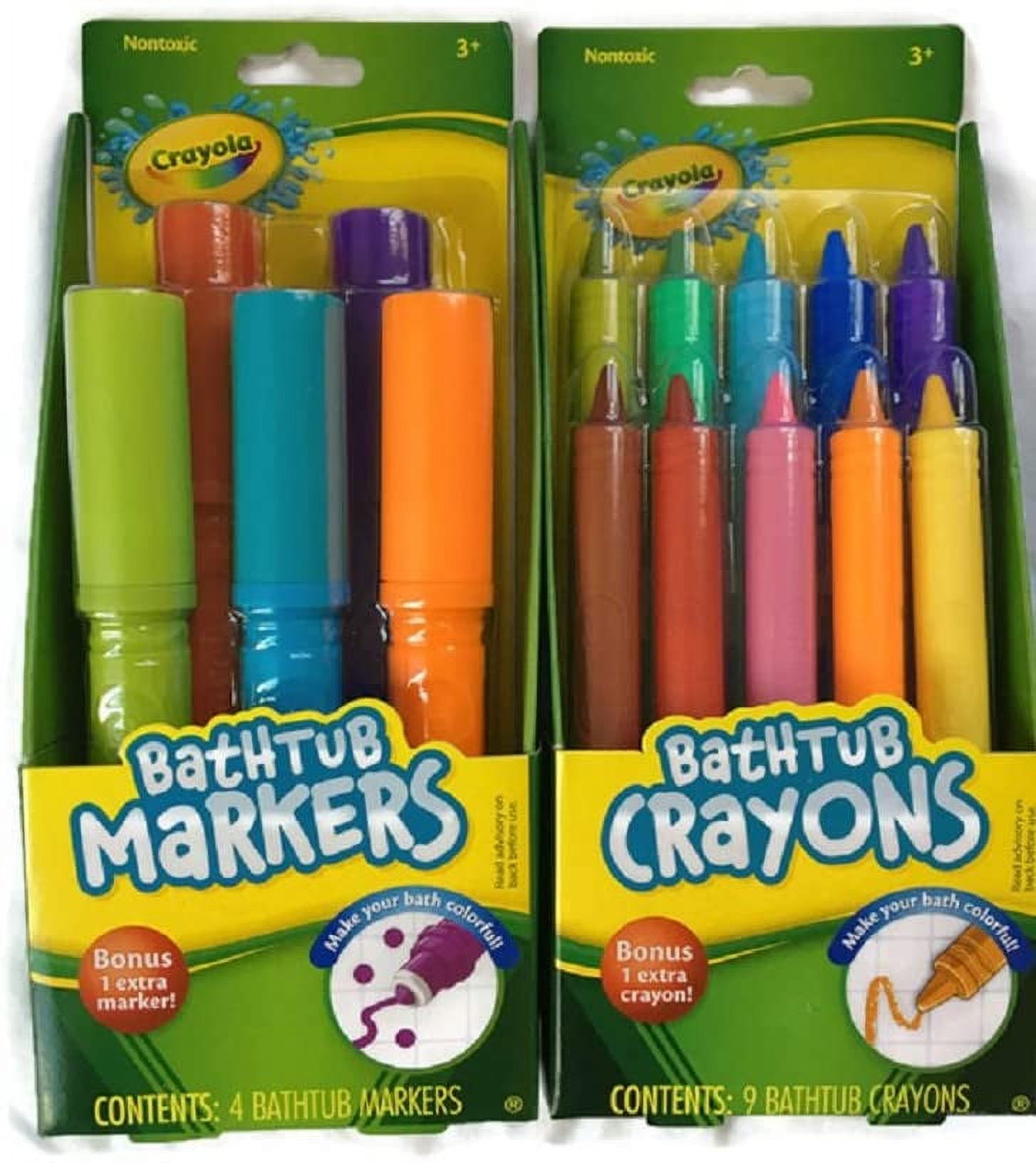 Crayola Bathtub Markers with 1 Bonus Extra Markers and Bathtub Crayons with 1 Bonus Extra Crayons